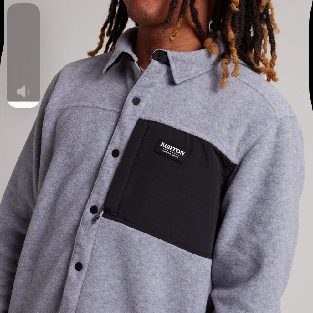 Burton men’s Hearth Fleece Shirt gray size XL